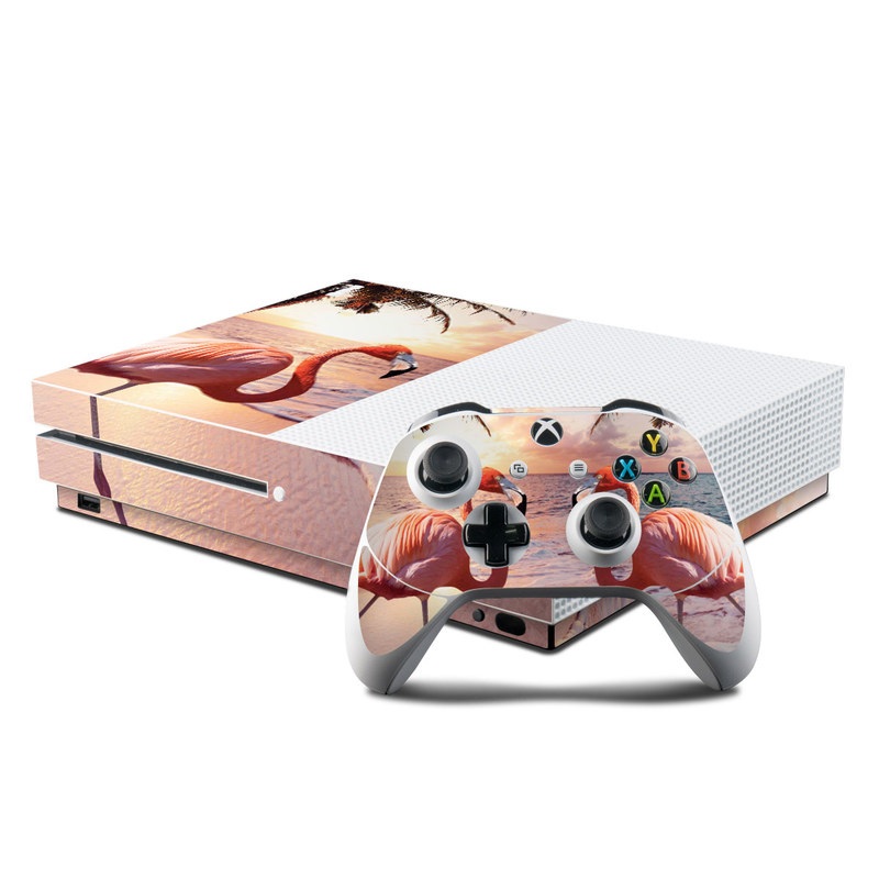 Microsoft Xbox One S Console and Controller Kit Skin - Flamingo Palm (Image 1)