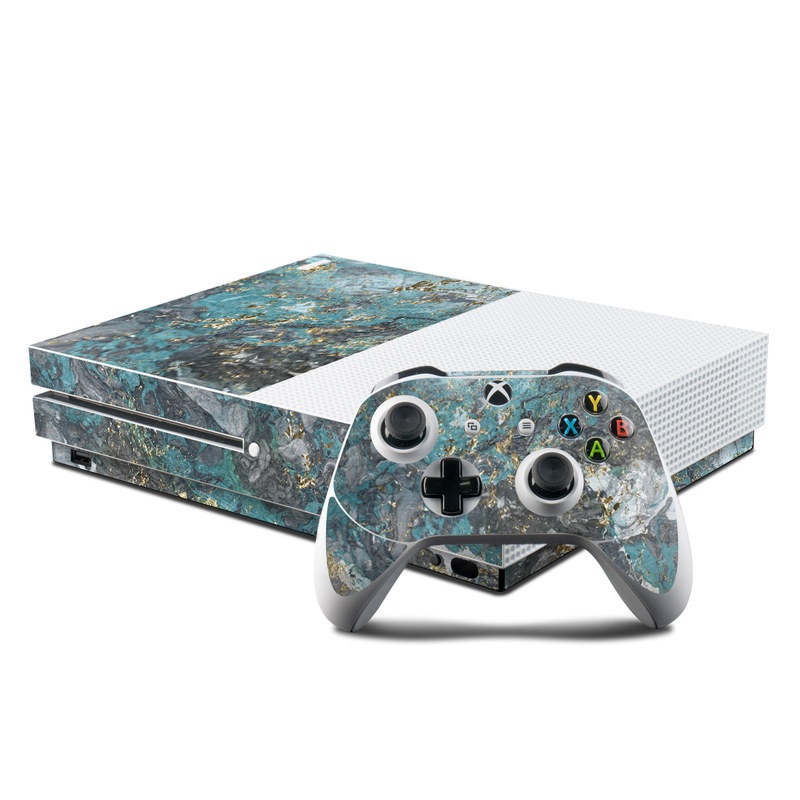 Microsoft Xbox One S Console and Controller Kit Skin - Gilded Glacier Marble (Image 1)