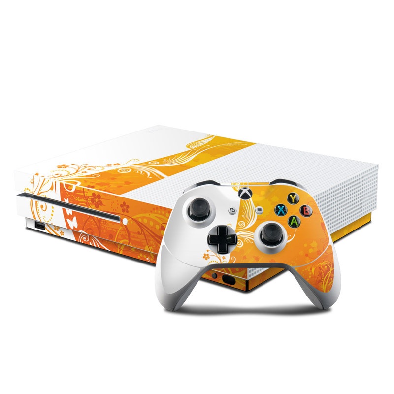 Microsoft Xbox One S Console and Controller Kit Skin - Orange Crush (Image 1)