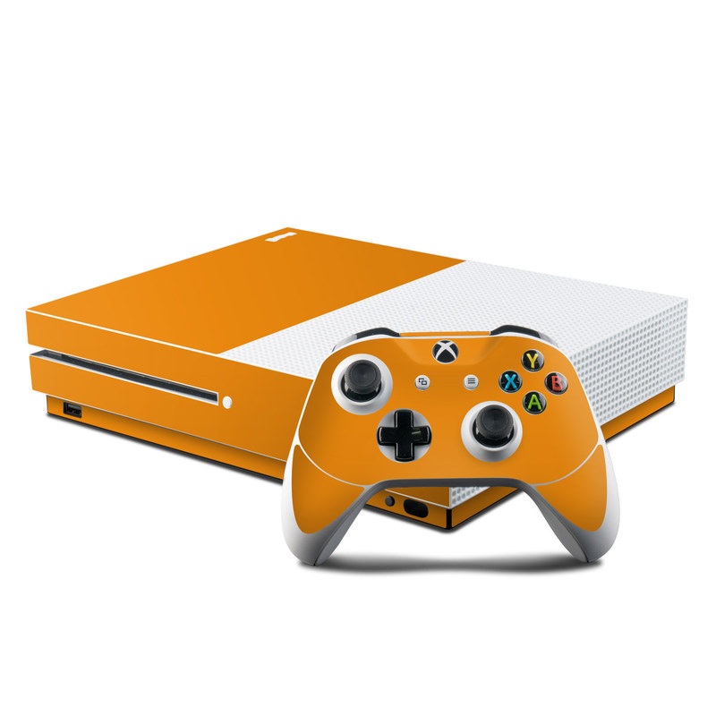 Microsoft Xbox One S Console and Controller Kit Skin - Solid State Orange (Image 1)