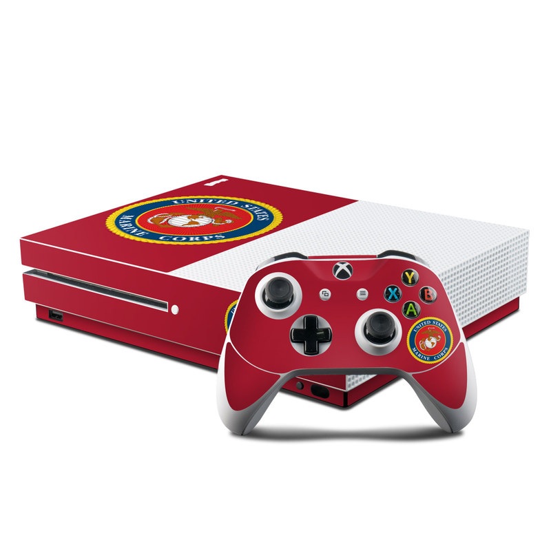 Microsoft Xbox One S Console and Controller Kit Skin - USMC Red (Image 1)